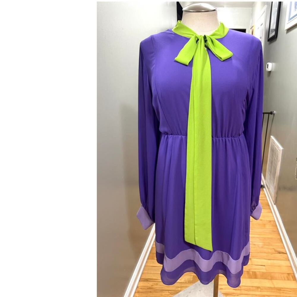 Torrid 5 (5X 28) Scooby Doo Daphne Chiffon Cosplay Costume Fit n Flare Dress - Picture 2 of 6
